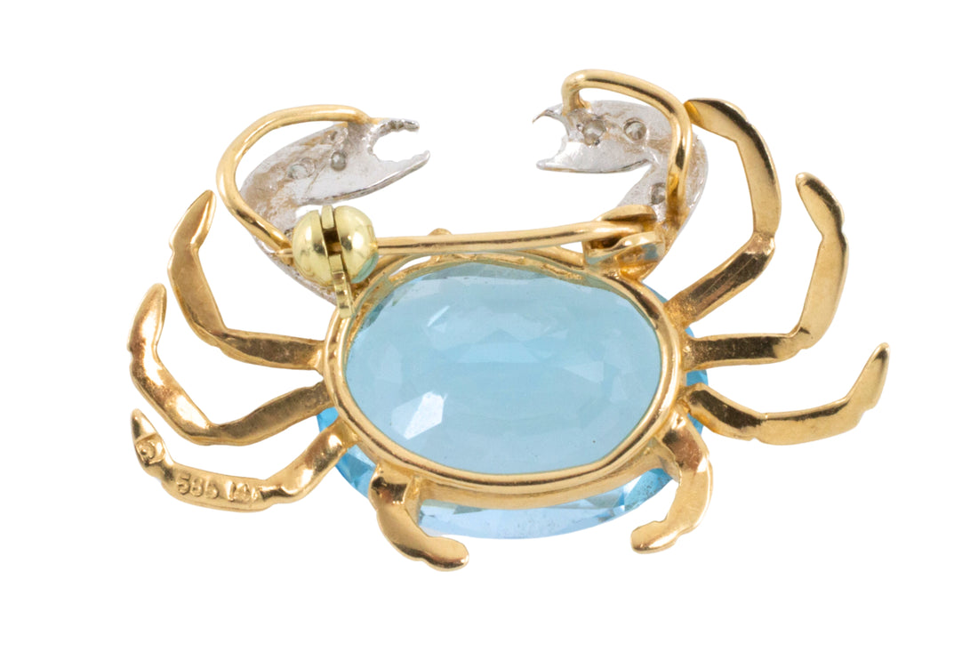 Crab brooch with topaz and diamonds