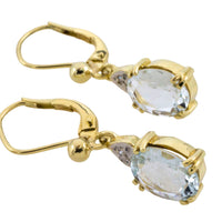 Aquamarine and diamond earrings in 14 carat gold-Earrings-The Antique Ring Shop