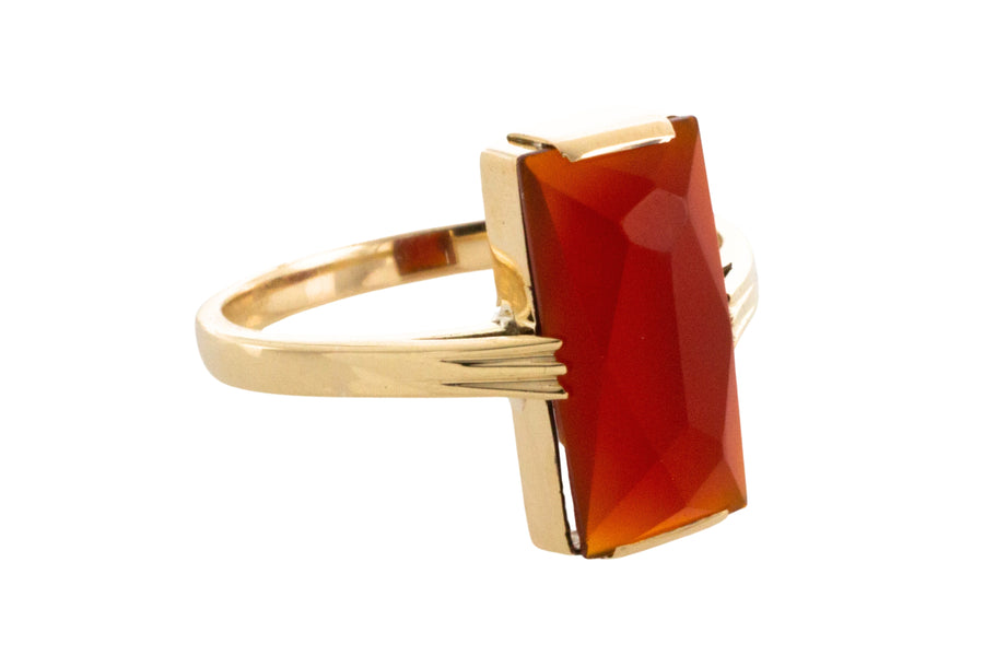 Vinateg faceted carnelian ring-Vintage Rings-The Antique Ring Shop