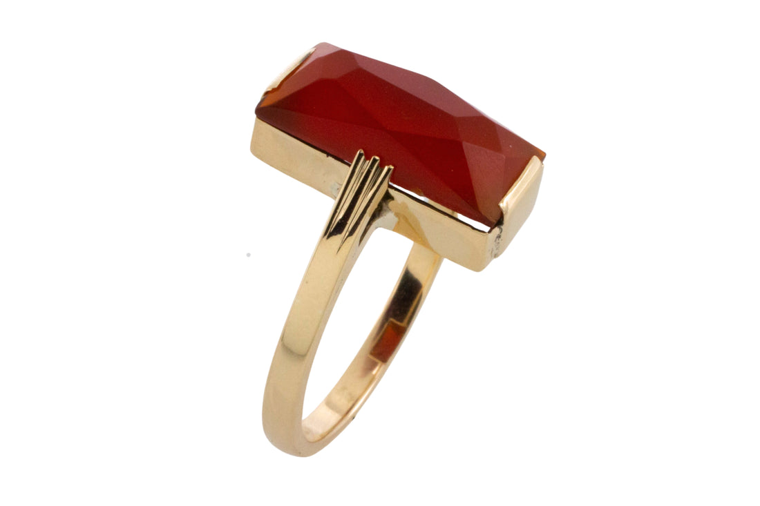 Vinateg faceted carnelian ring-Vintage Rings-The Antique Ring Shop