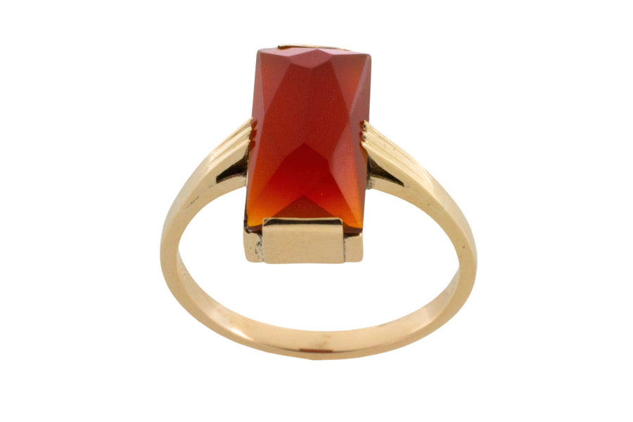 Vinateg faceted carnelian ring-Vintage Rings-The Antique Ring Shop