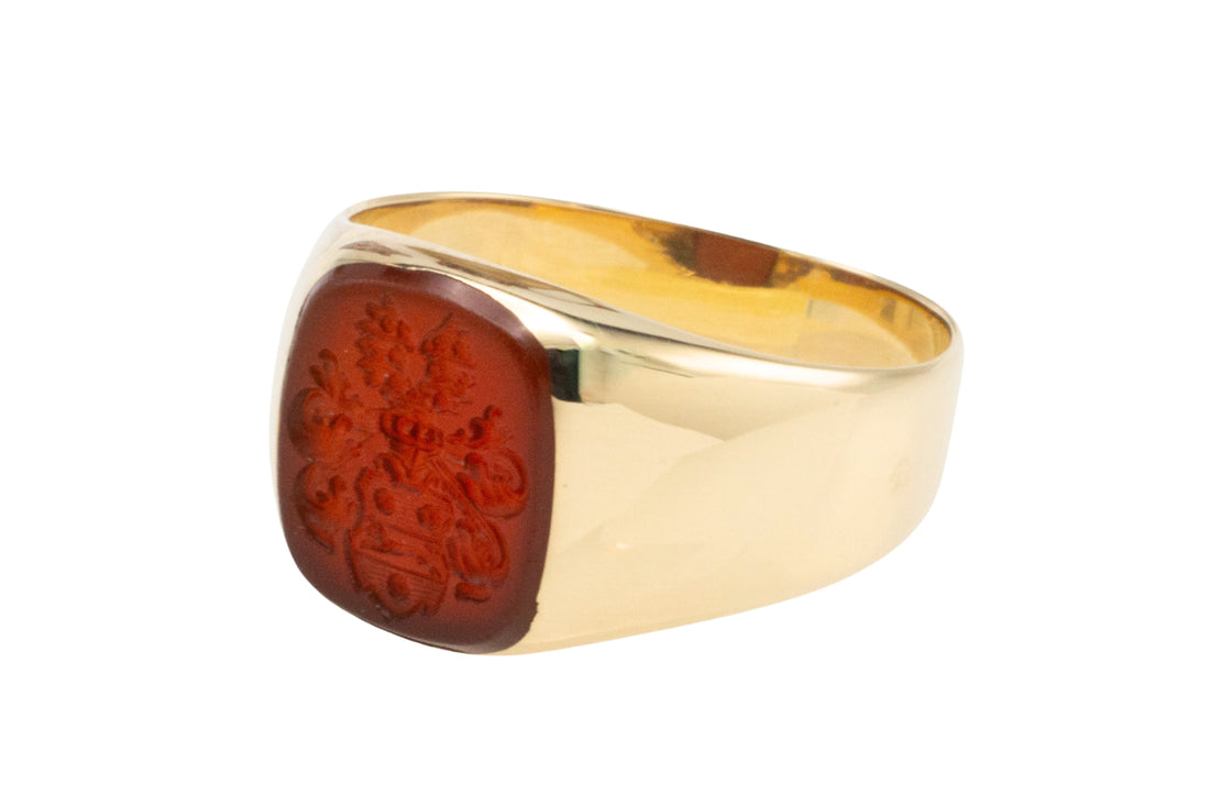 Vintage carnelian intaglio signet ring-gents rings-The Antique Ring Shop