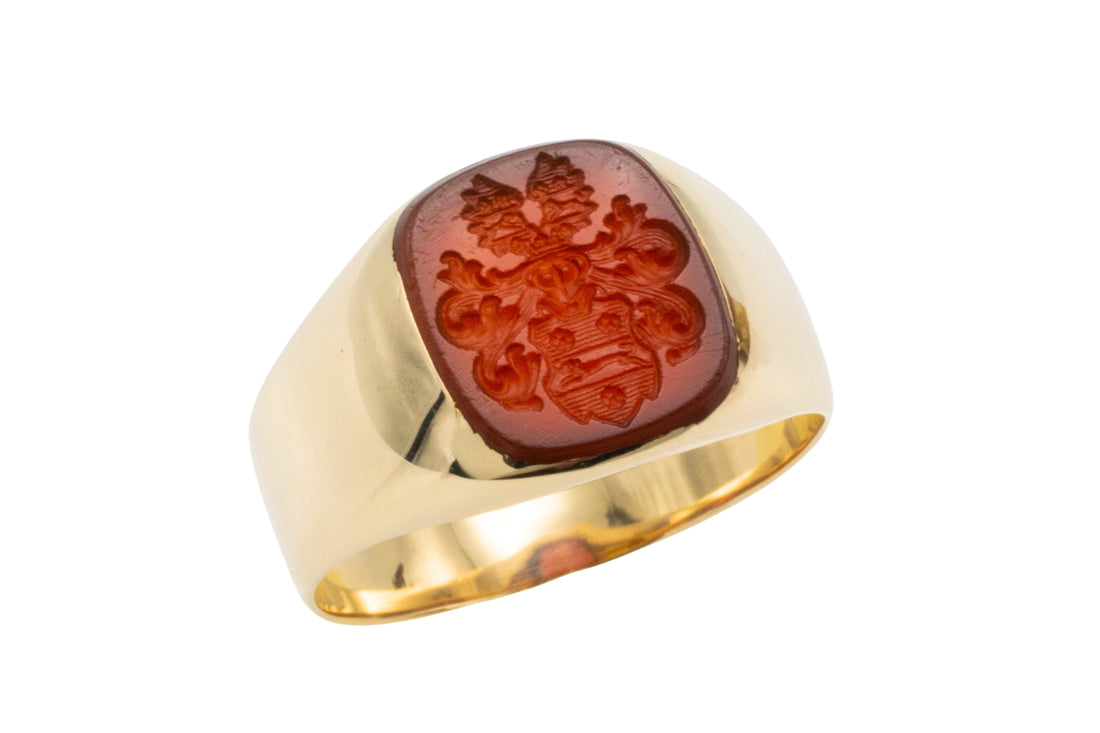 Vintage carnelian intaglio signet ring-gents rings-The Antique Ring Shop