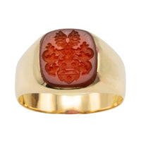 Vintage carnelian intaglio signet ring-gents rings-The Antique Ring Shop