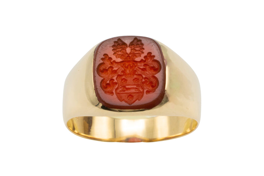 Vintage carnelian intaglio signet ring-gents rings-The Antique Ring Shop