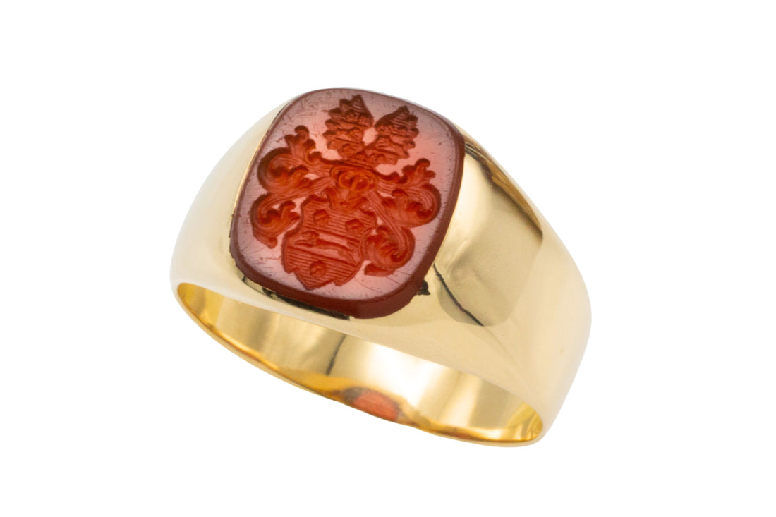 Vintage carnelian intaglio signet ring-gents rings-The Antique Ring Shop