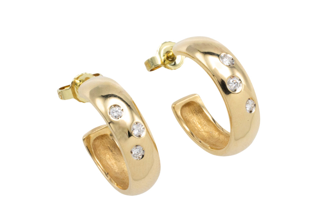 Hoop earrings with diamonds-Earrings-The Antique Ring Shop