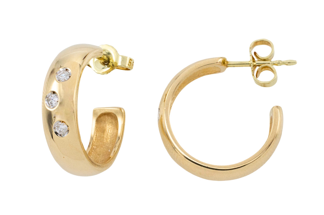 Hoop earrings with diamonds-Earrings-The Antique Ring Shop