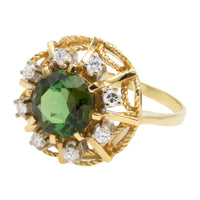 Tourmaline and diamond cluster ring-Vintage Rings-The Antique Ring Shop