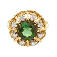 Tourmaline and diamond cluster ring-Vintage Rings-The Antique Ring Shop