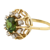 Tourmaline and diamond cluster ring-Vintage Rings-The Antique Ring Shop