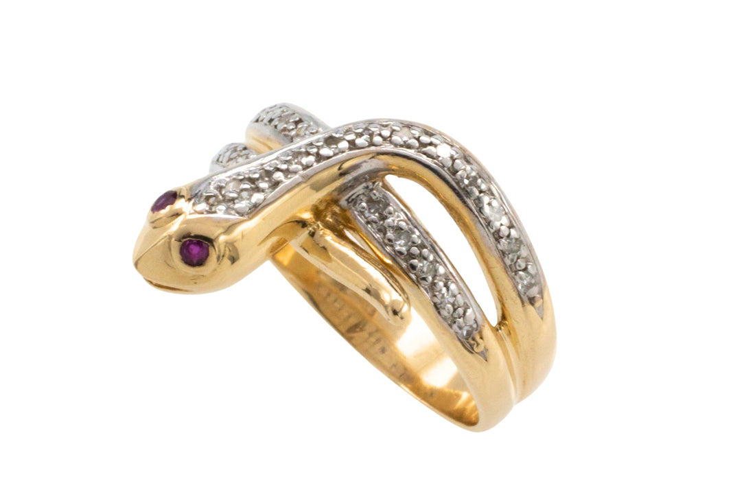 Vintage ruby and diamond snake ring-vintage rings-The Antique Ring Shop