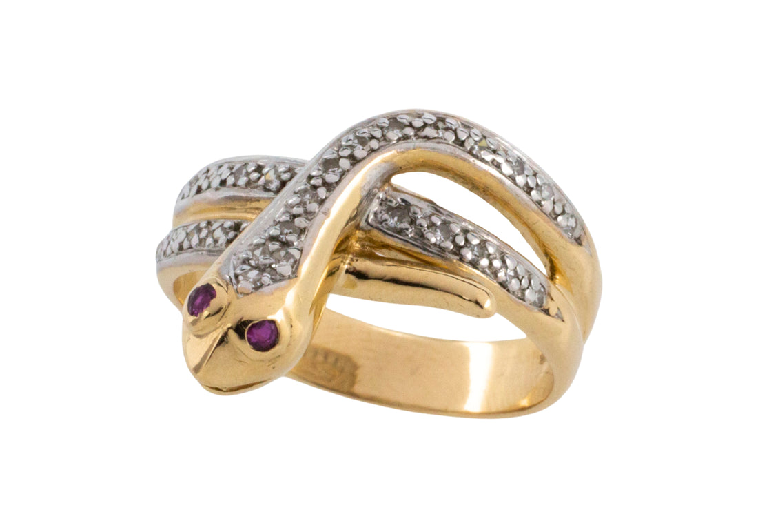 Vintage ruby and diamond snake ring-vintage rings-The Antique Ring Shop