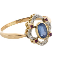 Edwardian sapphire ruby and diamond chard ring-Antique rings-The Antique Ring Shop