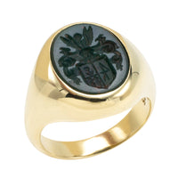 Vintage signet ring with bloodstone intaglio-gents rings-The Antique Ring Shop