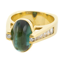 Vintage tourmaline and diamond ring in 18 carat gold-Vintage Rings-The Antique Ring Shop