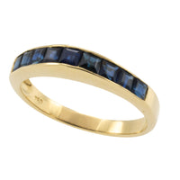 Carre cut sapphire ring in 18 carat gold-Vintage Rings-The Antique Ring Shop