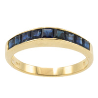 Carre cut sapphire ring in 18 carat gold-Vintage Rings-The Antique Ring Shop