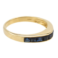 Carre cut sapphire ring in 18 carat gold-Vintage Rings-The Antique Ring Shop