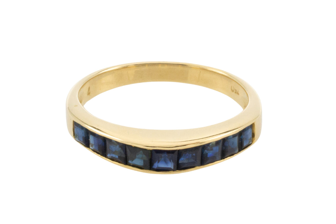 Carre cut sapphire ring in 18 carat gold-Vintage Rings-The Antique Ring Shop