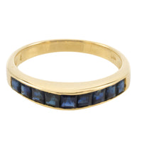 Carre cut sapphire ring in 18 carat gold-Vintage Rings-The Antique Ring Shop