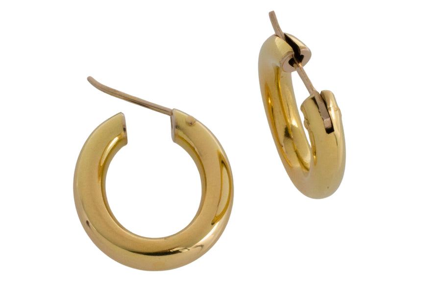 Oval hoop earrings in 18 carat gold-Earrings-The Antique Ring Shop