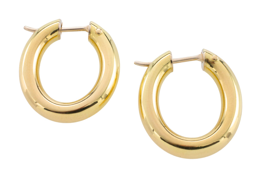 Oval hoop earrings in 18 carat gold-Earrings-The Antique Ring Shop