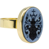 Vintage intaglio signet ring in 14 carat gold-gents rings-The Antique Ring Shop