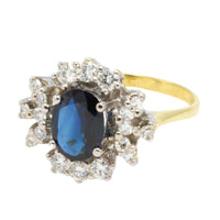 Sapphire and diamond ring in 14 carat gold-The Antique Ring Shop