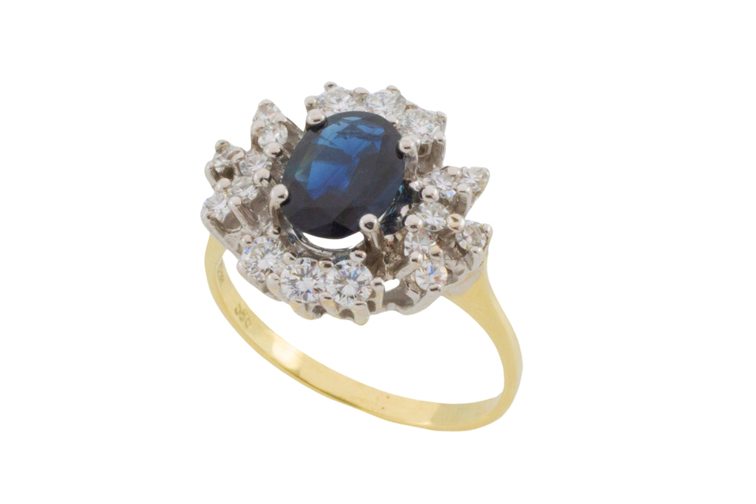 Sapphire and diamond ring in 14 carat gold-The Antique Ring Shop