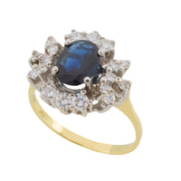 Sapphire and diamond ring in 14 carat gold-The Antique Ring Shop