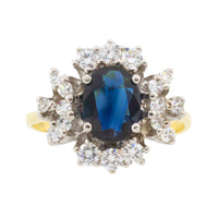 Sapphire and diamond ring in 14 carat gold-The Antique Ring Shop