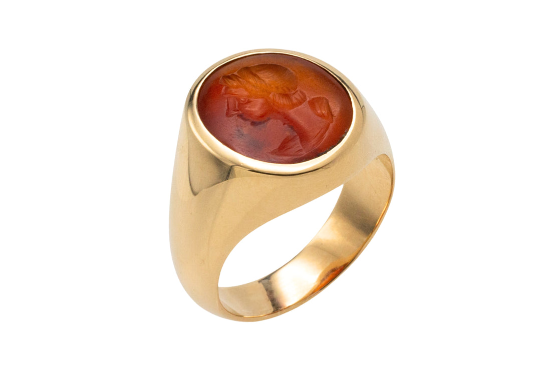 Carnelian signet ring in 18 carat gold-gents rings-The Antique Ring Shop