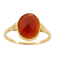 Vintage oval faceted carnelian ring in 14 carat gold-Vintage Rings-The Antique Ring Shop