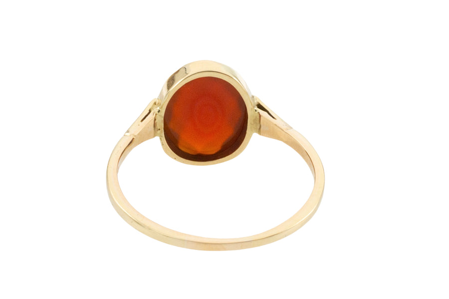 Vintage oval faceted carnelian ring in 14 carat gold-Vintage Rings-The Antique Ring Shop