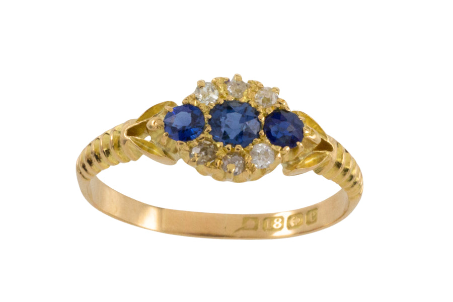 Edwardian sapphire and diamond ring from 1902