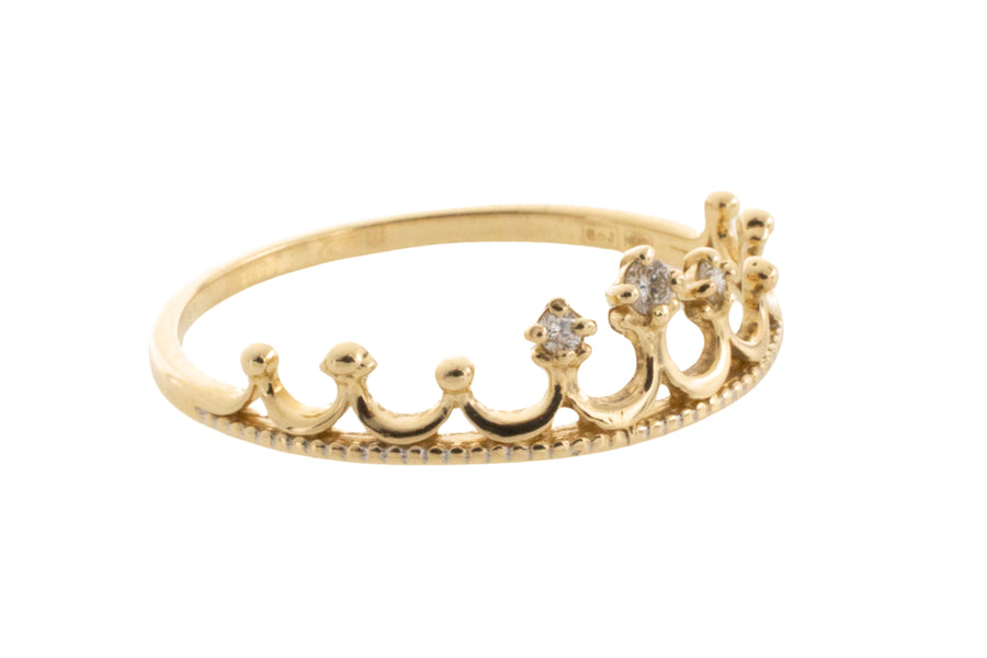 14 carat gold tiara ring with diamonds