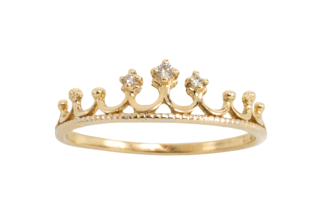 14 carat gold tiara ring with diamonds