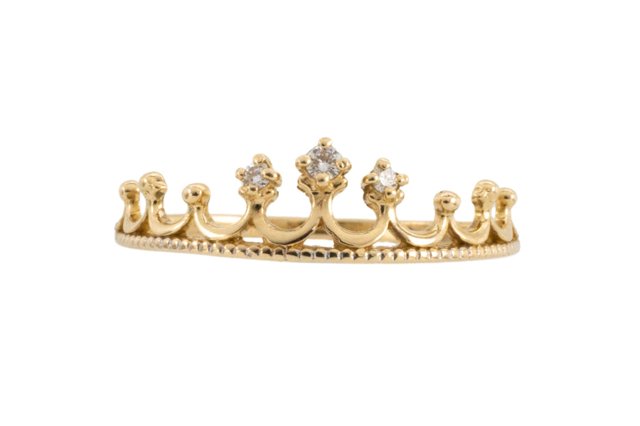 14 carat gold tiara ring with diamonds