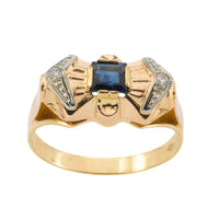 Art Deco sapphire and diamond ring-Vintage Rings-The Antique Ring Shop