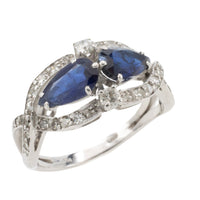 Sapphire and diamond ring in 18 carat white gold-Vintage Rings-The Antique Ring Shop