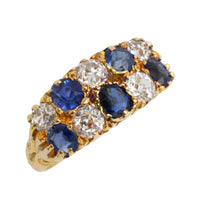 Victorian double row sapphire and diamond ring-Antique rings-The Antique Ring Shop