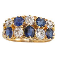 Victorian double row sapphire and diamond ring-Antique rings-The Antique Ring Shop