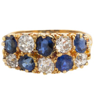 Victorian double row sapphire and diamond ring-Antique rings-The Antique Ring Shop