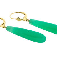 Chrysoprase pendant earrings in 14 carat gold-Earrings-The Antique Ring Shop