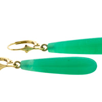 Chrysoprase pendant earrings in 14 carat gold-Earrings-The Antique Ring Shop