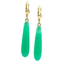 Chrysoprase pendant earrings in 14 carat gold-Earrings-The Antique Ring Shop