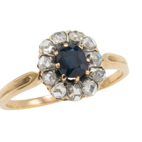 Sapphire and rose diamond cluster ring-Antique rings-The Antique Ring Shop