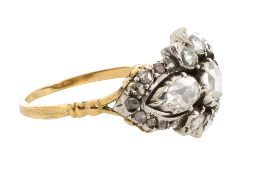 Rose diamond ring in silver and gold-Antique rings-The Antique Ring Shop