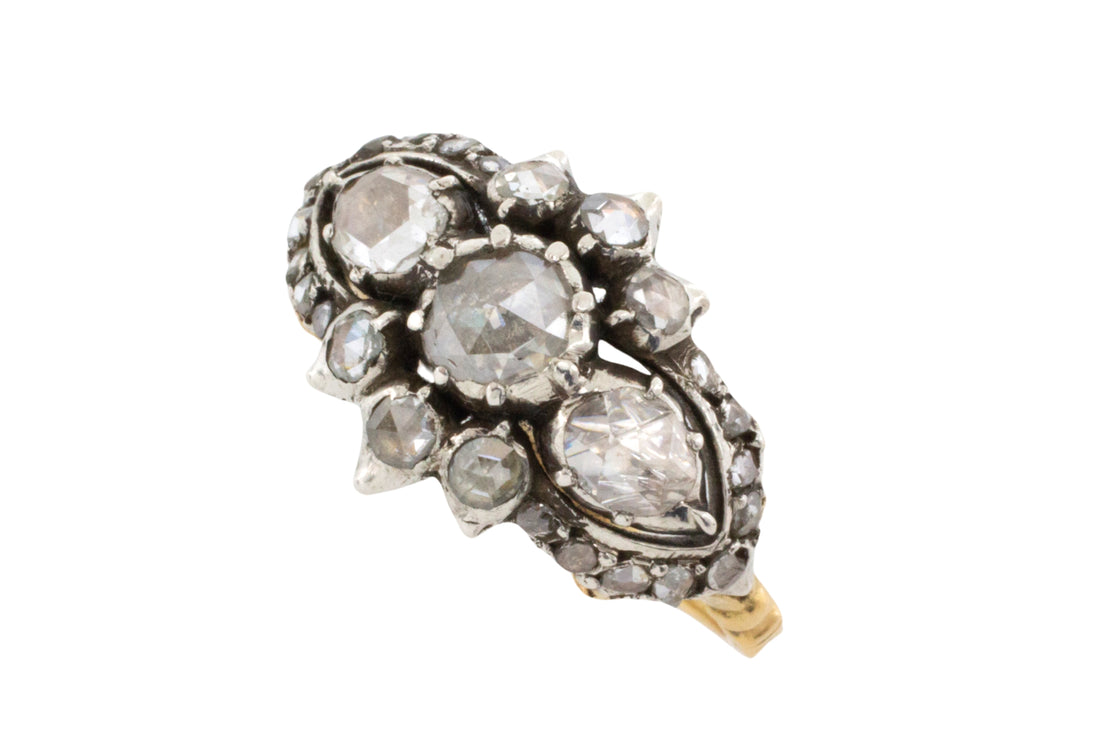 Rose diamond ring in silver and gold-Antique rings-The Antique Ring Shop